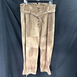 Traditional German Lederhosen Suede Leather Mens Pants Belted UK 52